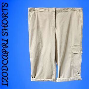 IZOD Women's Tan Cargo /Capri  Shorts With Stretch.